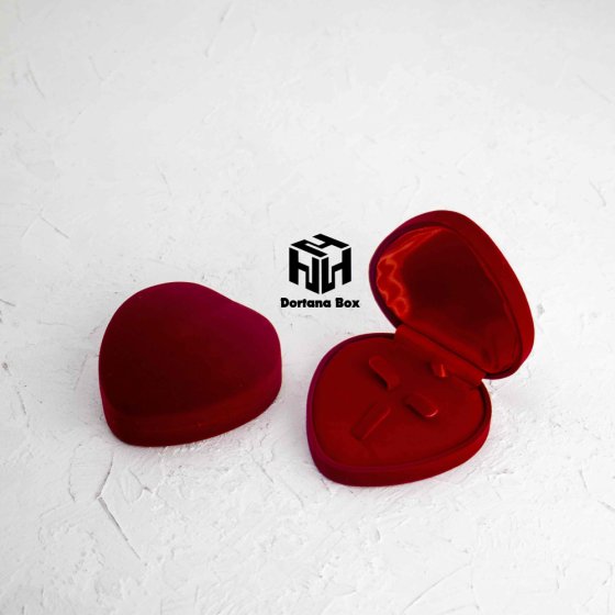 جعبه طلا کودک مدل قلبی مخمل قرمز